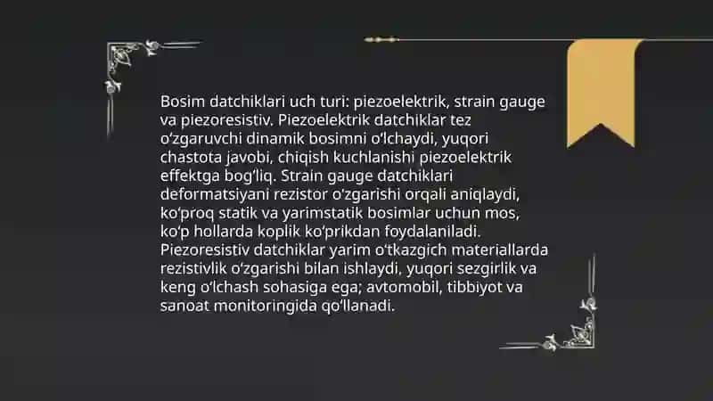 Turli vazifalarni bajaruvchi datchiklar va sezgi sensorlari 4