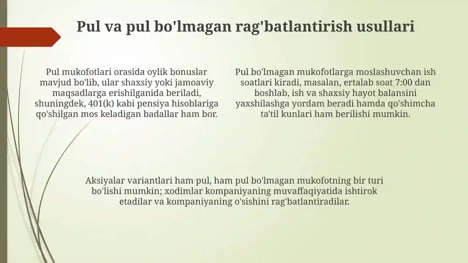 Xodimlarni ragʻbatlantirish va motivatsiya usullari 4