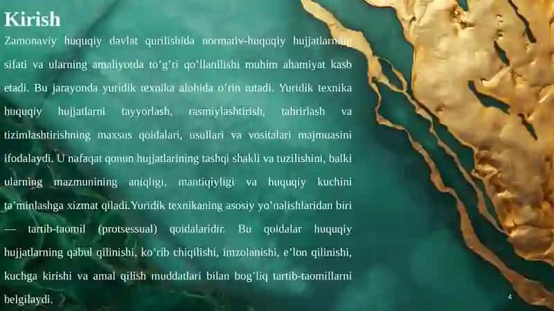 Yuridiktexnikaning tartib-taomil qoidalari 4