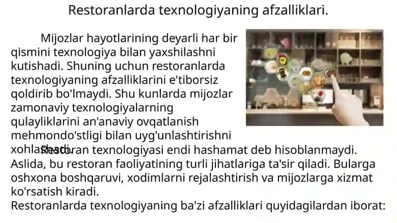 RESTORANDAGI TEXNOLOGIK JARAYONLAR 4