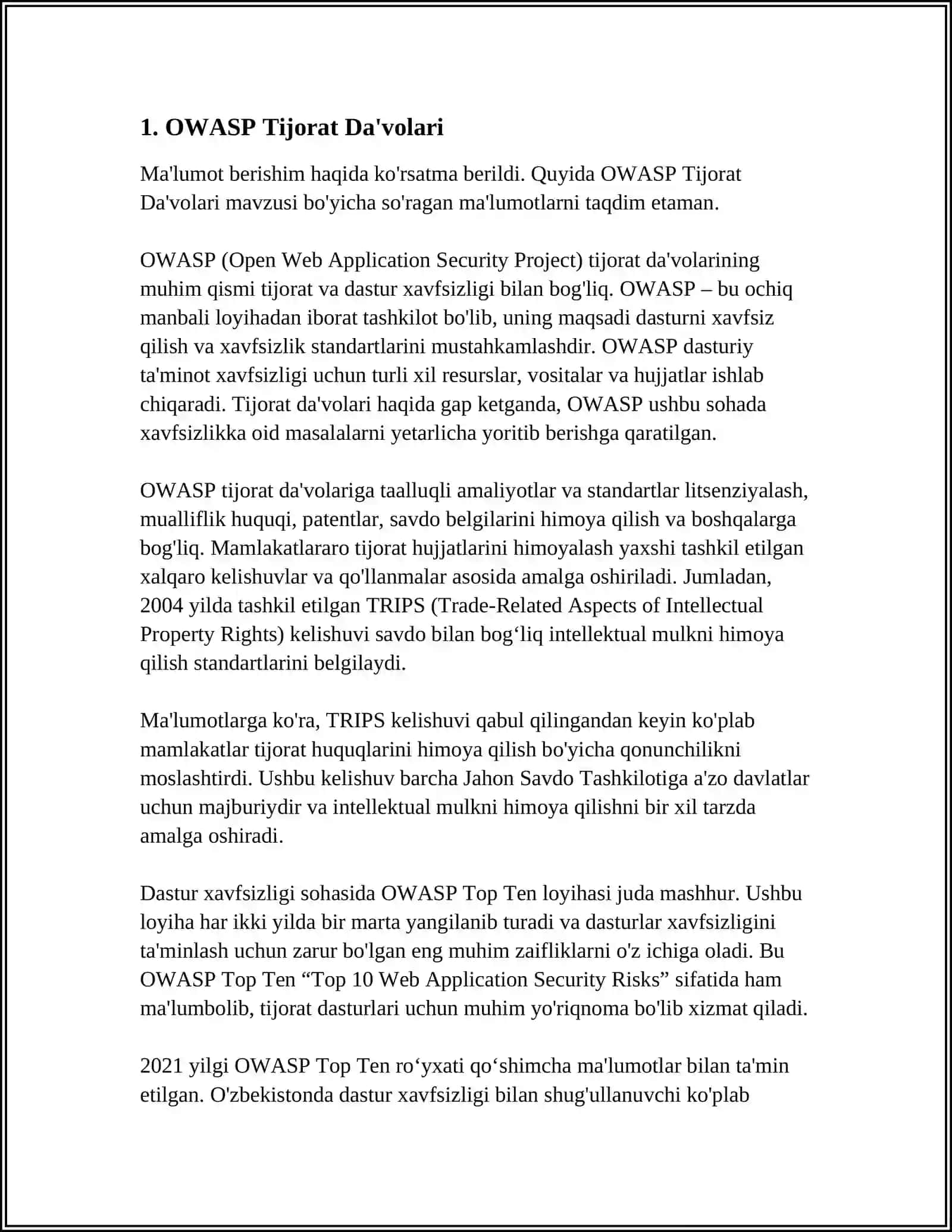 OWASP Tijorat Da'volari 4