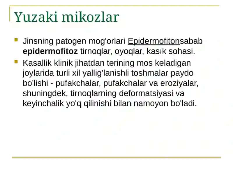 Patagen zamburug'lar qozg'atadigan kasalliklar 4