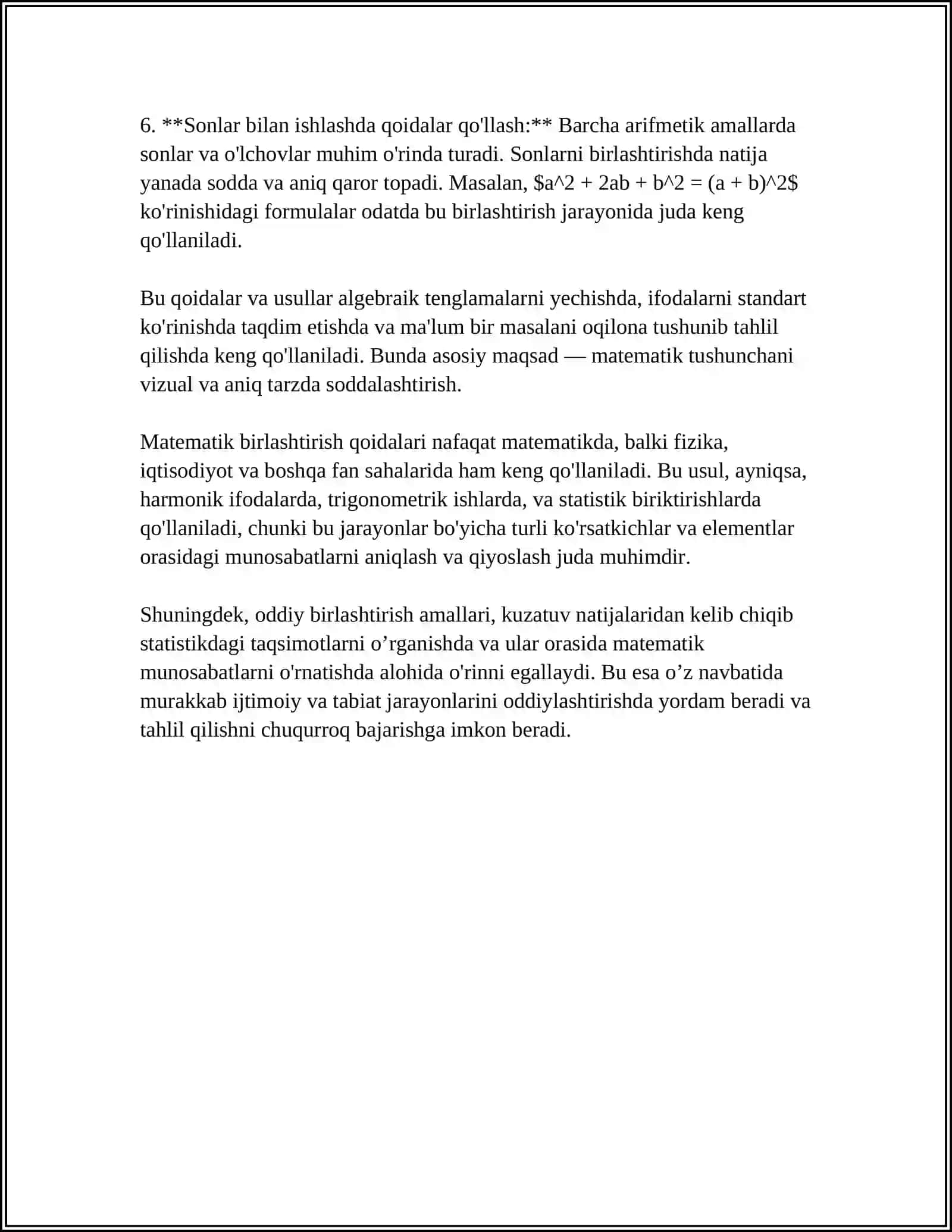ODDIY BIRLASHTIRISH USULI 4
