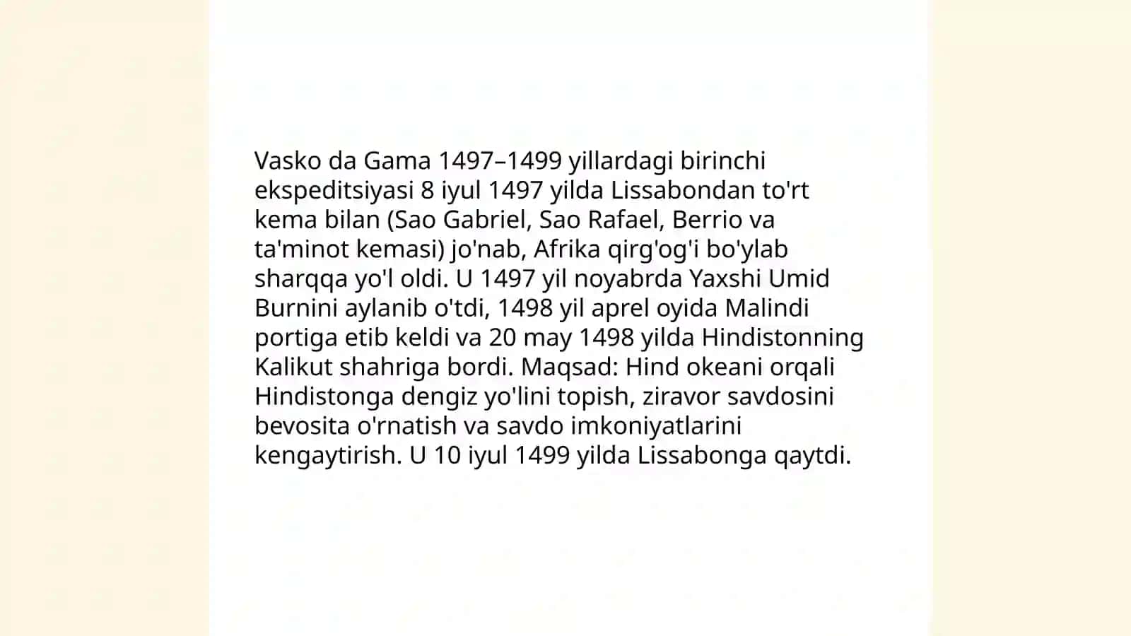 Vasko da Gamaning geografik sayohati 4
