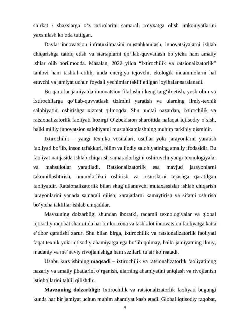 Ixtirochilik, ratsionalizatorlik faoliyati 4