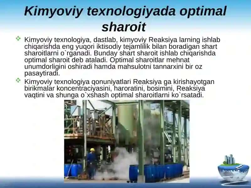 Kimyoviy texnologik jarayonlar haqida tushuncha 4