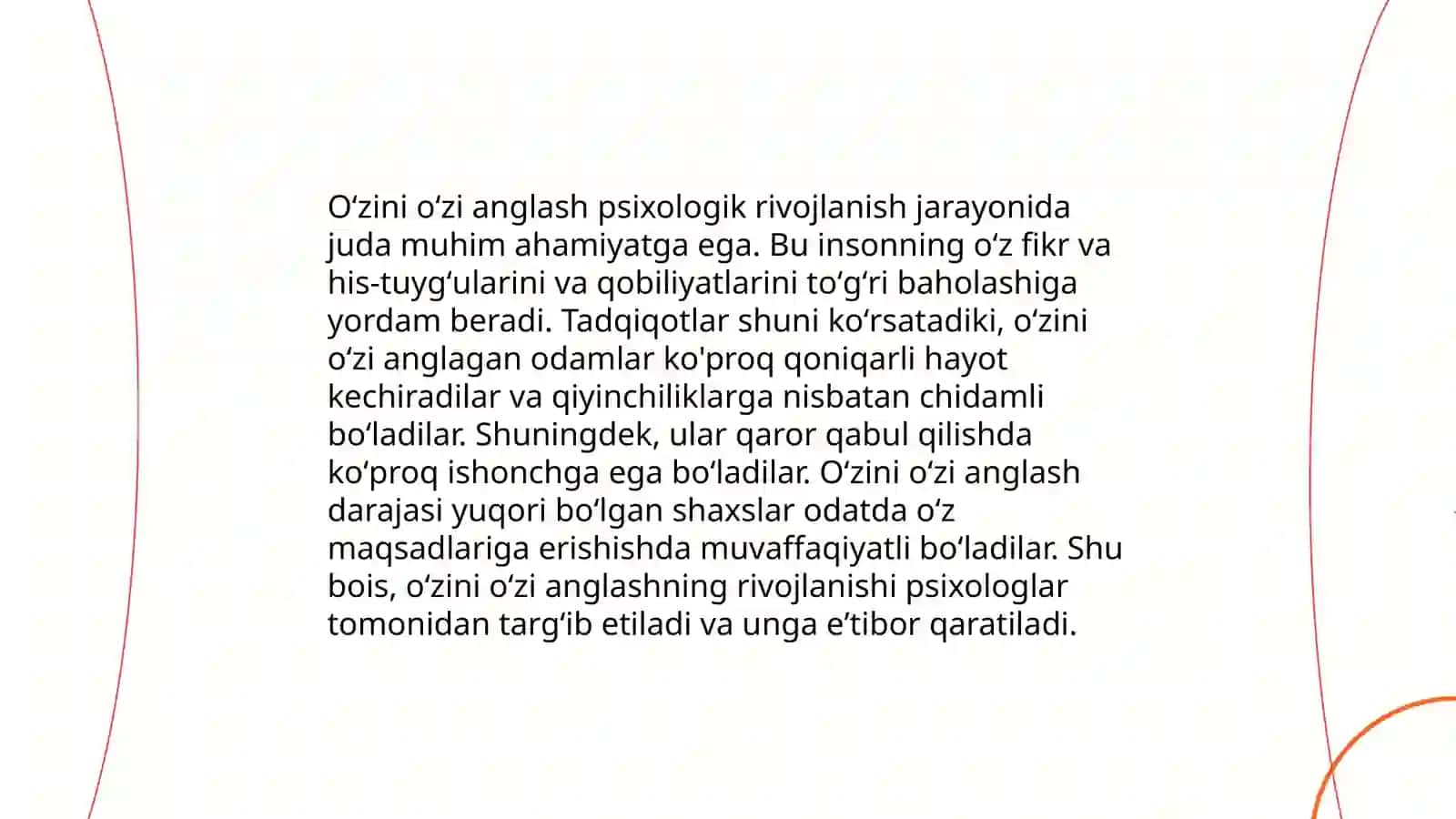 Oʻzini oʻzi anglash psixologiyasi 4