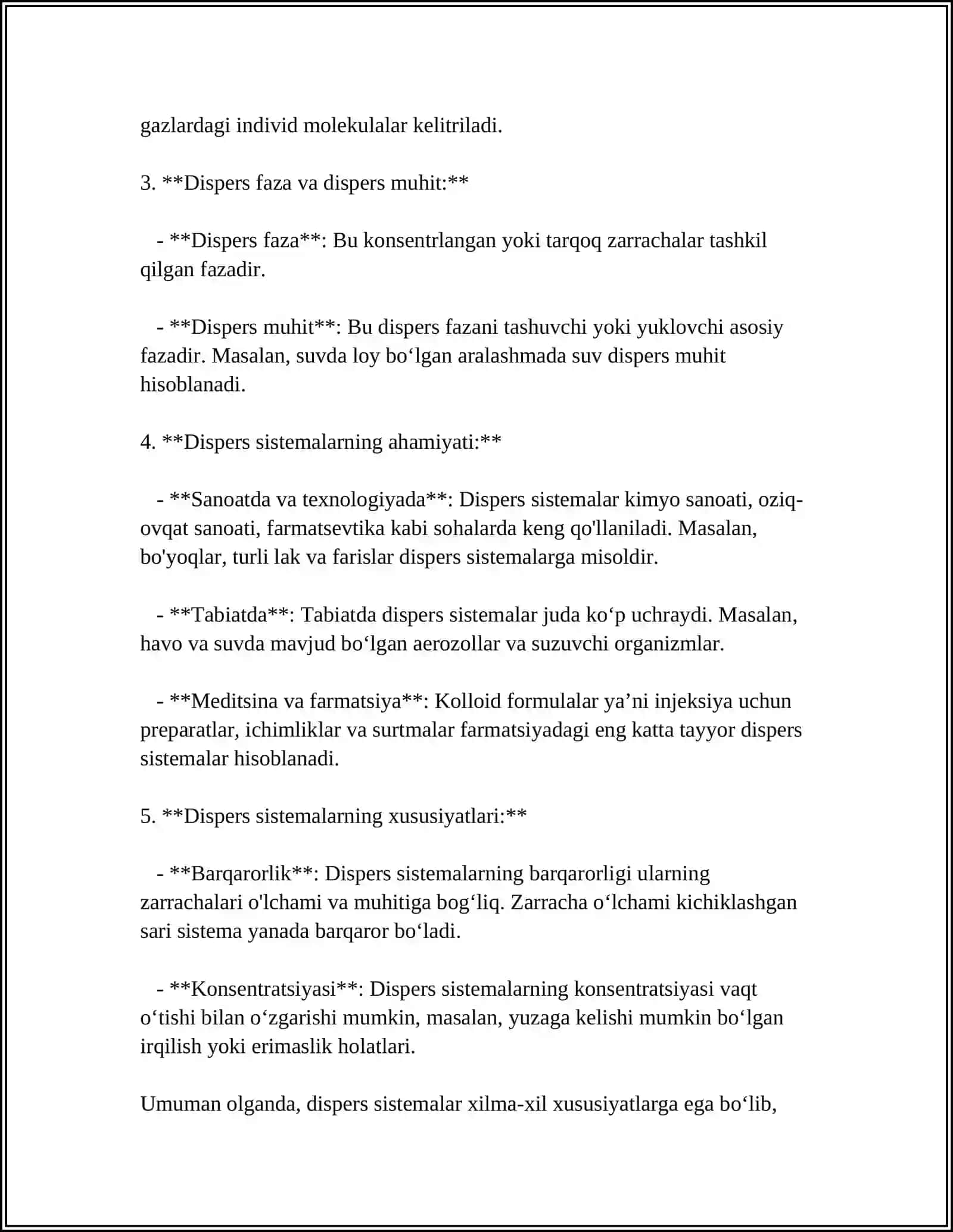 DAG'AL DISPERS SISTEMALAR VA ULARNING TIBBIYOT VA FARMAKALOGIYADA ISHLATILISHI 4