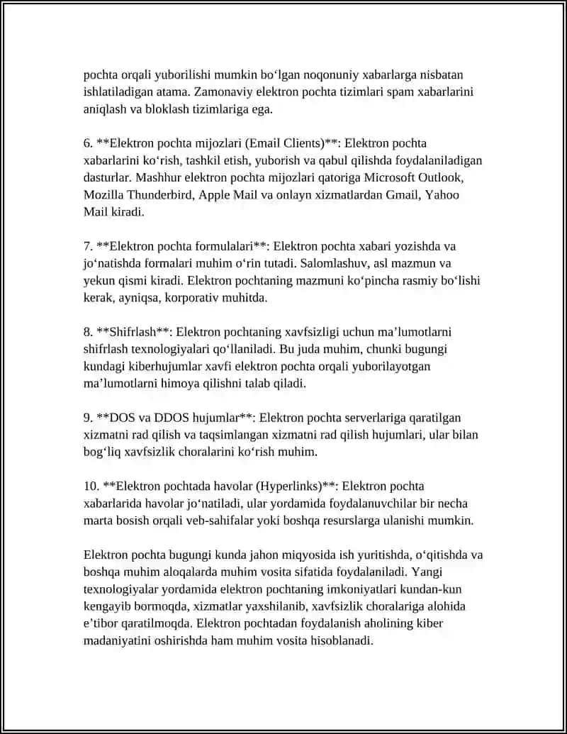 ELEKTRON POCHTA VA UNING IMKONIZYATLARI 4