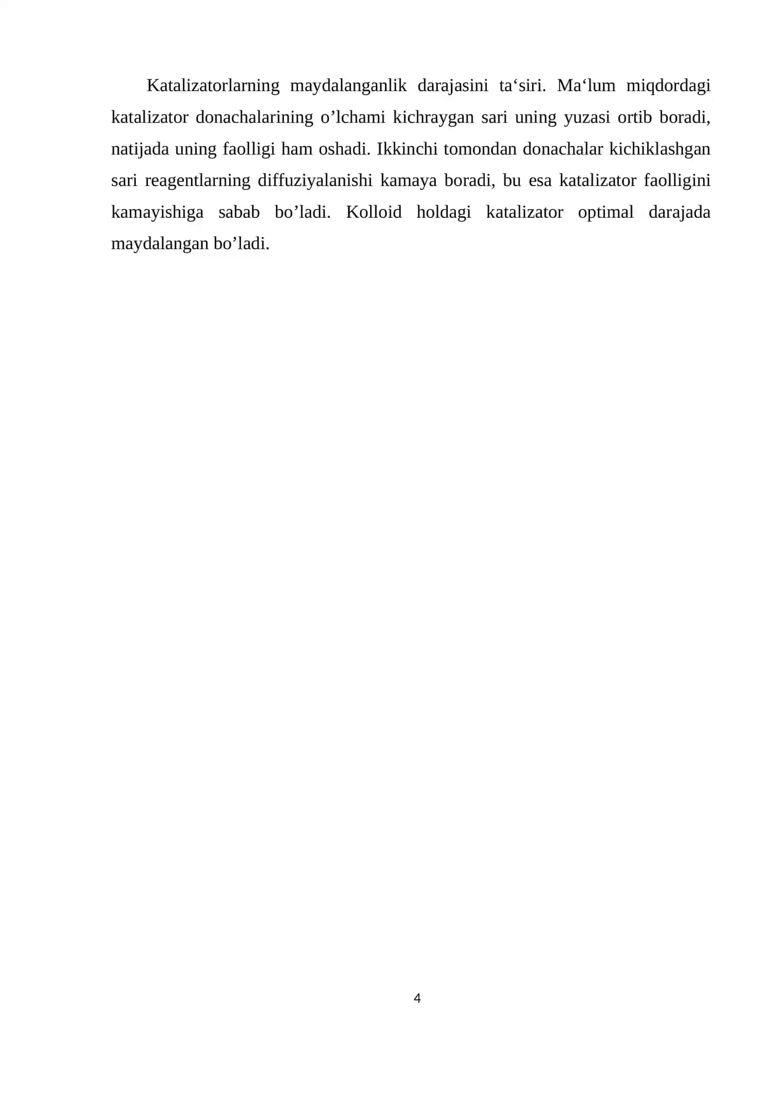 Katalizatorlar. Geterogen kataliz ma'lumot 4