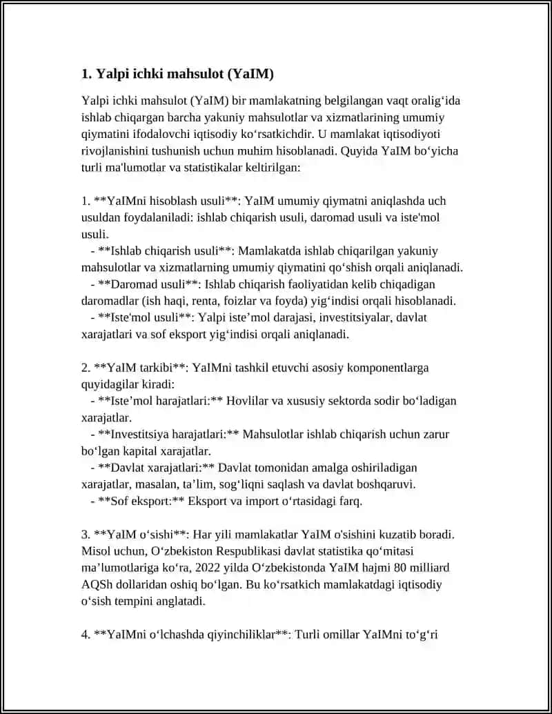 Yalpi ichki mahsulot (YaIM) 4
