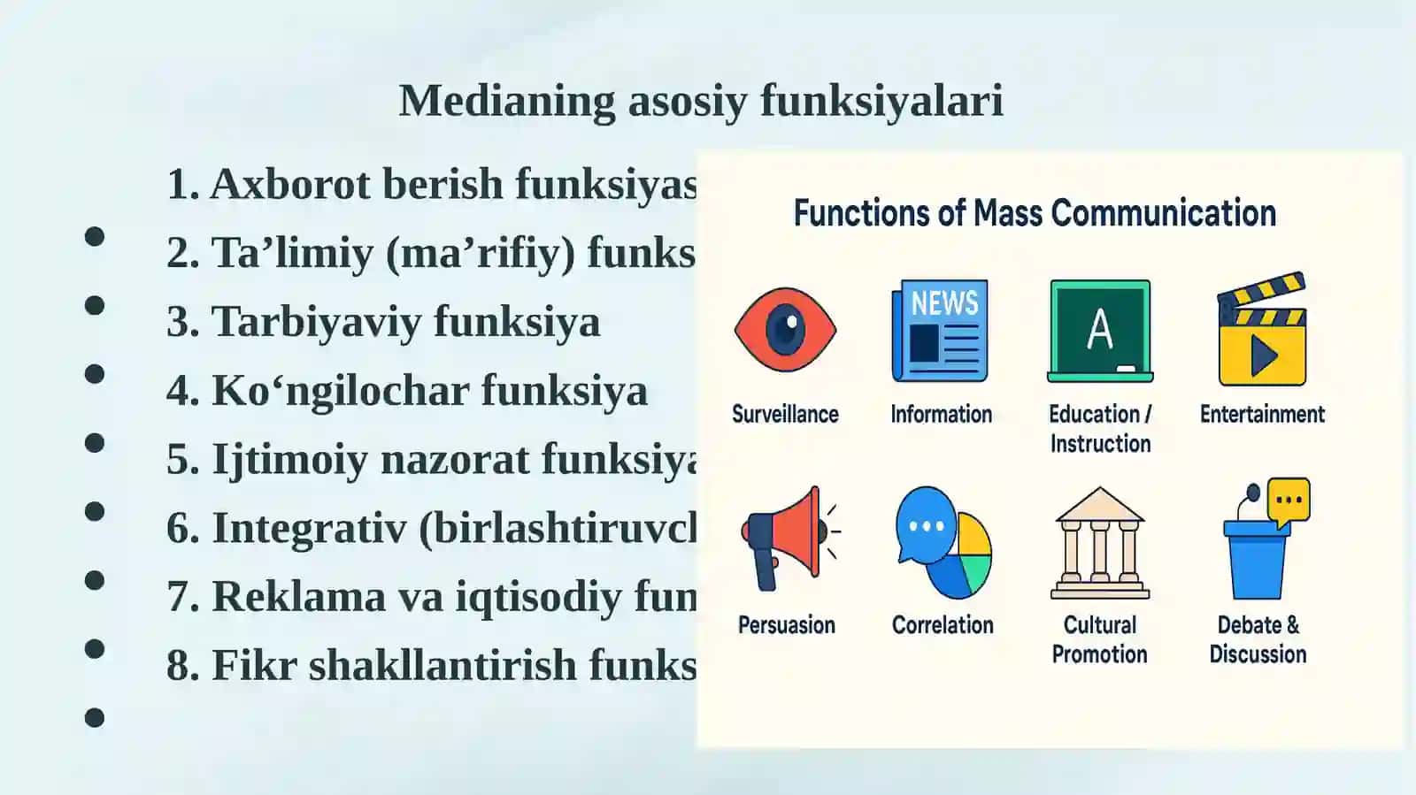 8-MA’RUZA: MEDIANING FUNKSIYALARI 4