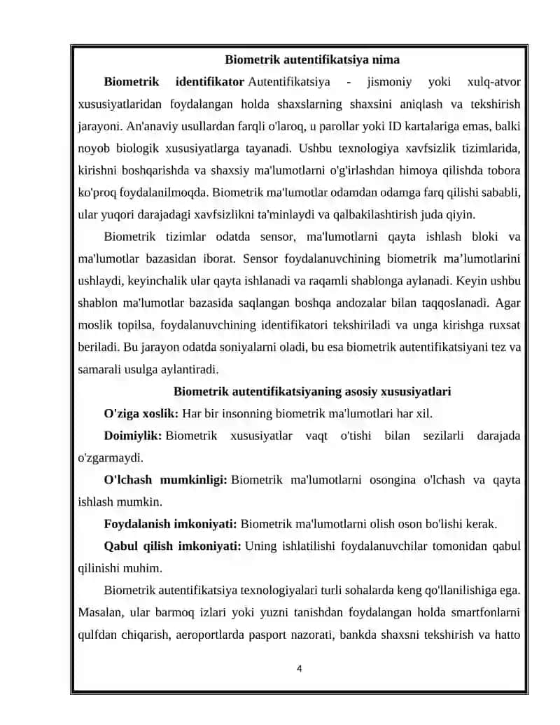Biometrik autentifikatsiya usullarini tahlil qilish 4