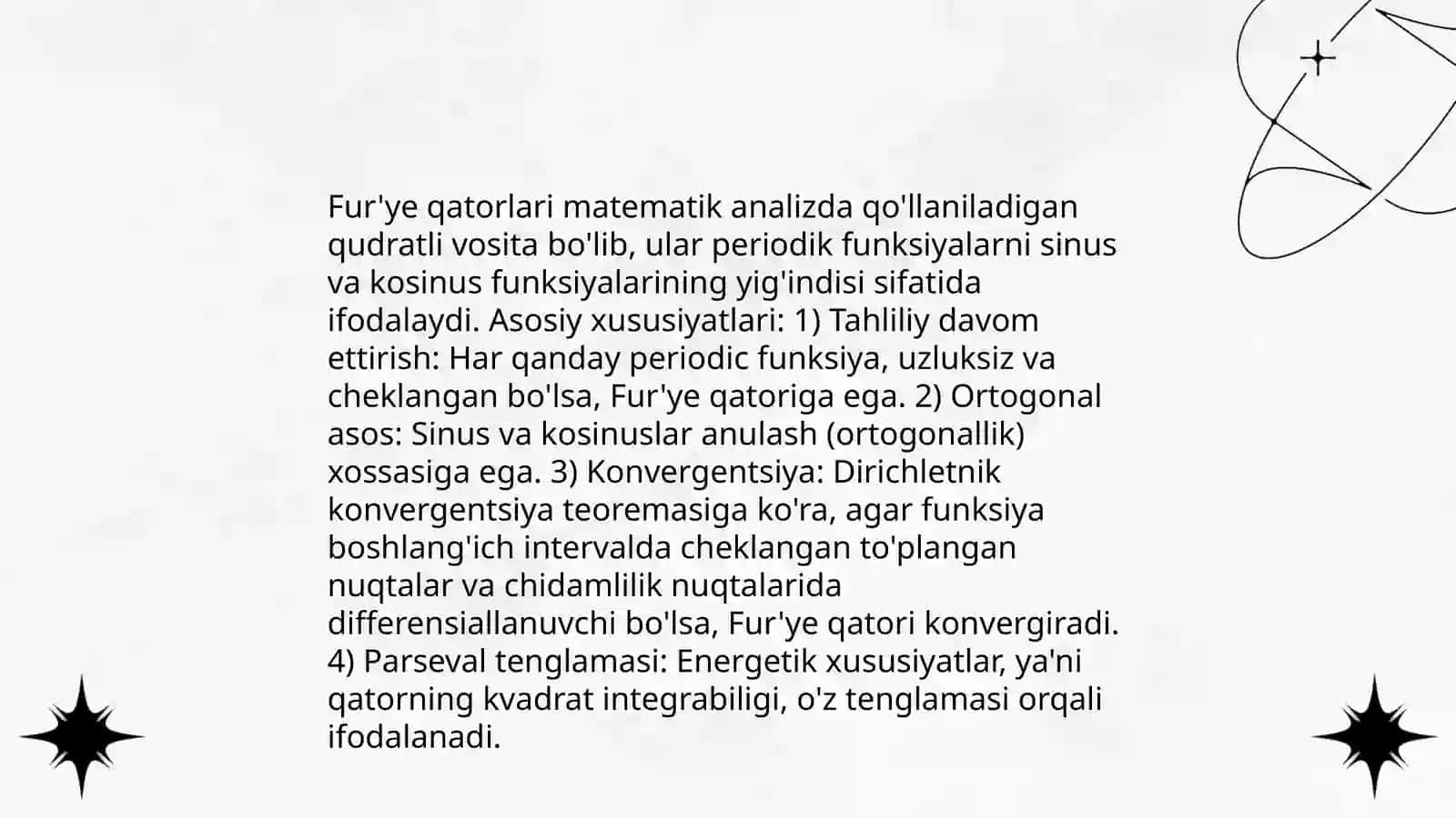 Fur'ye qatori ta'rifi 4