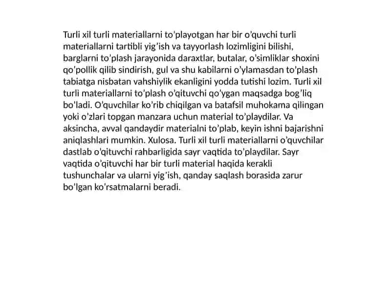 Tabiiy materiallar bilan ishlash darslari 4