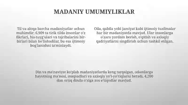 Dunyo xalqlari madaniyatidagi umumiylik va farqlar 4