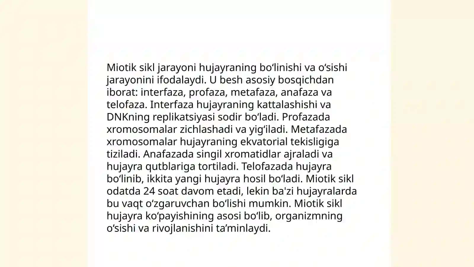 Hujayralarning miotik va hayotiy sikli 4
