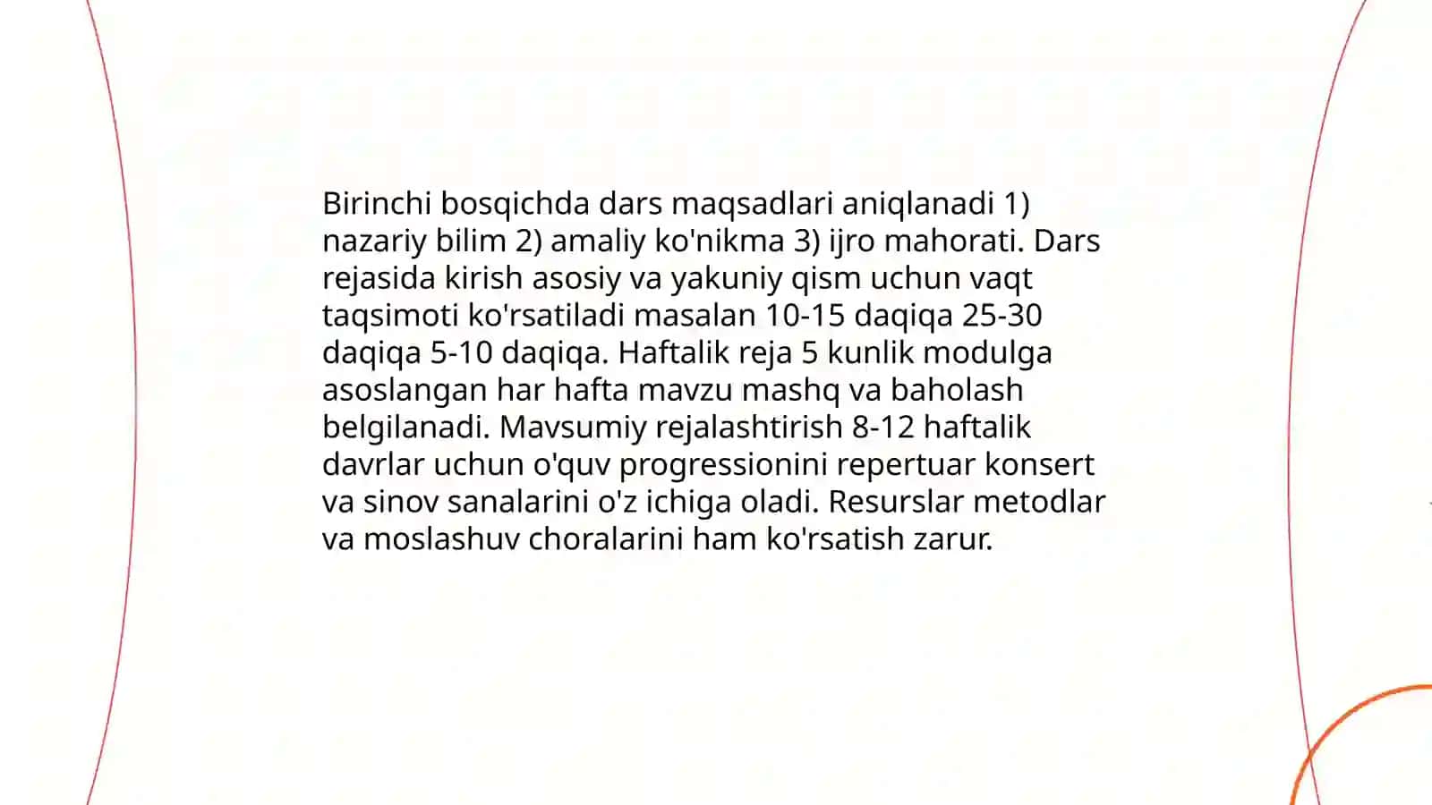 Musiqa mashg'ulotlarini tashkil etish va rejalashtirish 4