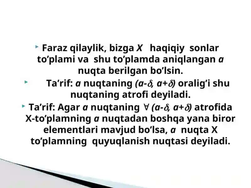 NUQTALAR KETMA-KETLIGI VA ULARNING LIMITI 4