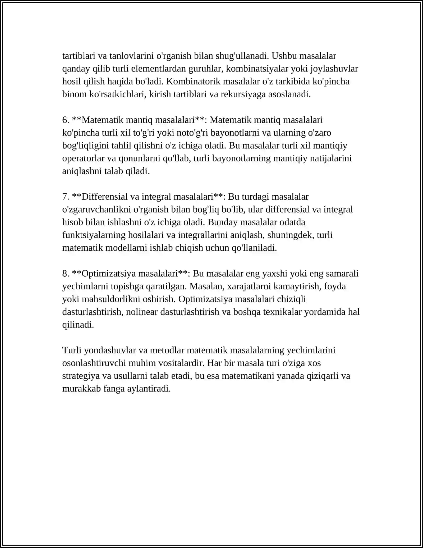 Matematik Masalalar va Ular Turlari 4