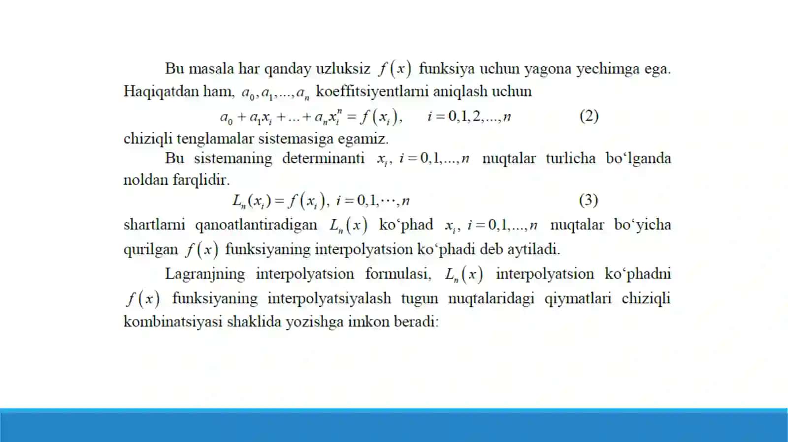 7-mavzu:Funksiyani yaqinlashtirish masalasi 4