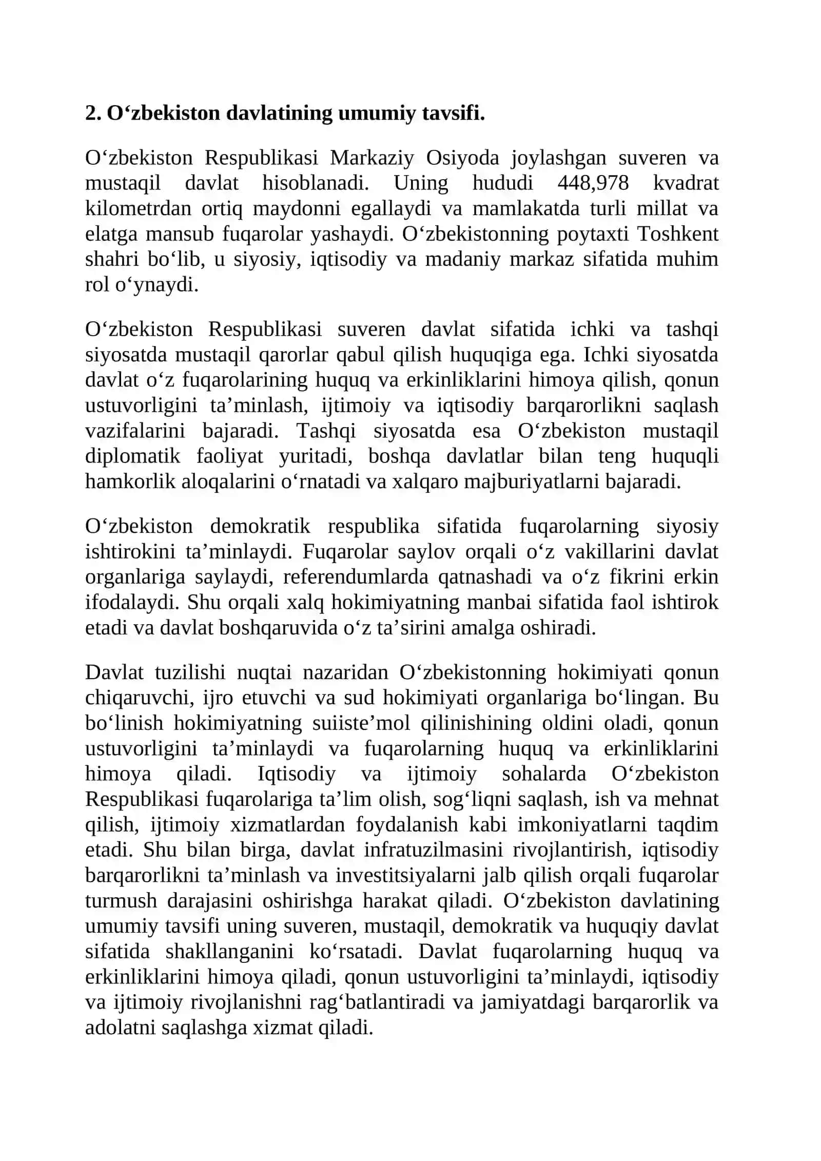 O'zbekistonning davlat tushunchasi va umumiy tavsifi 4
