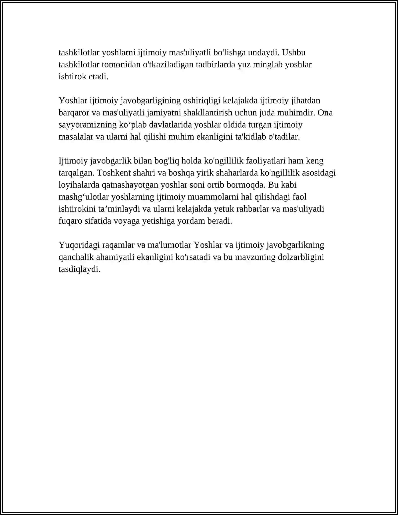 KASB VA IJTIMOIY FAOLLIK:YOSHLAR TOMONIDAN IJTIMOIY JAVOBGARLIK 4