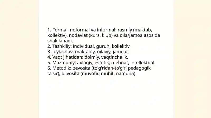 Tarbiya jarayonining shakllari va metodlari 4