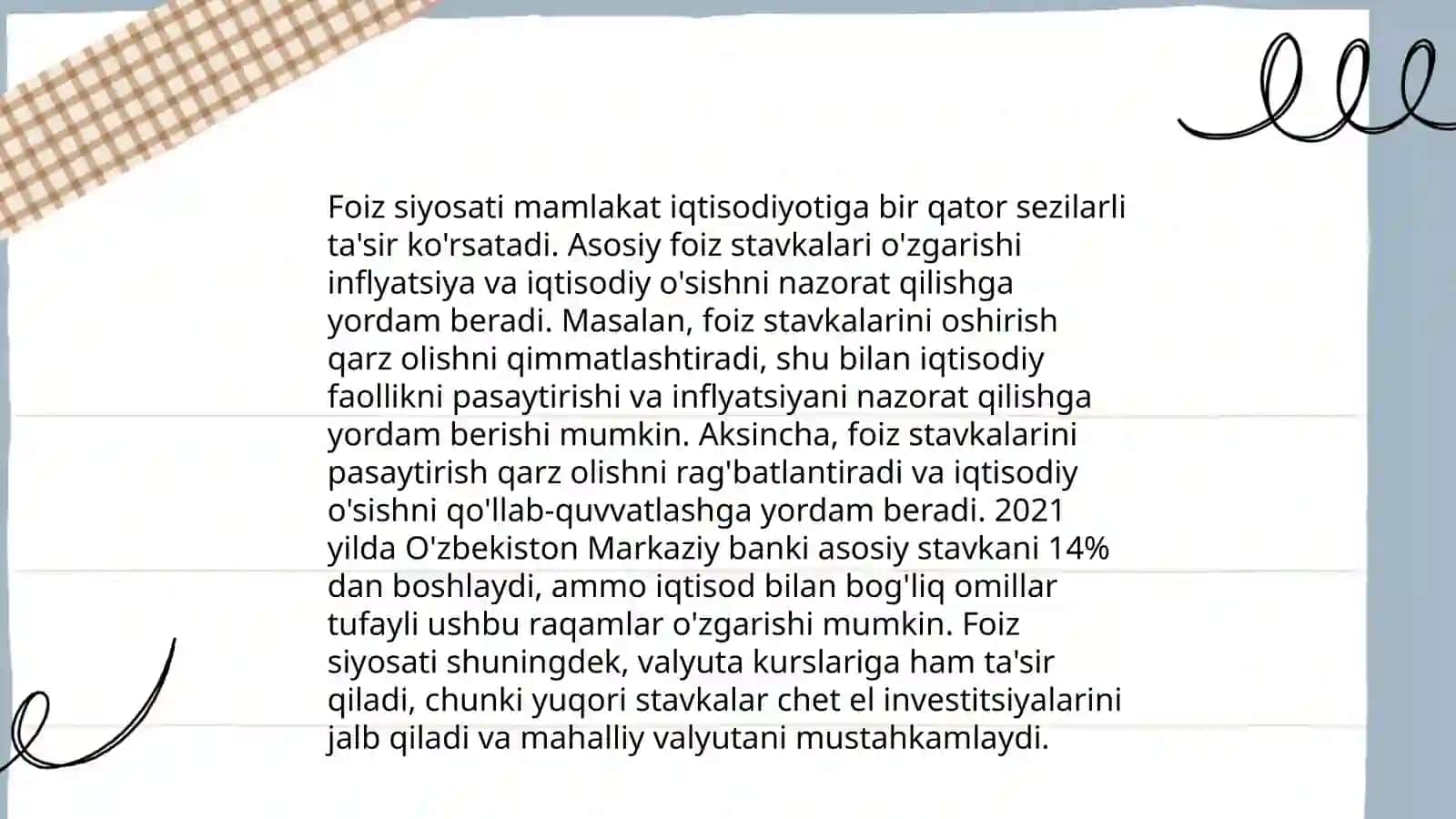 Tijorat banklarining foiz siyosati va hisobi 4