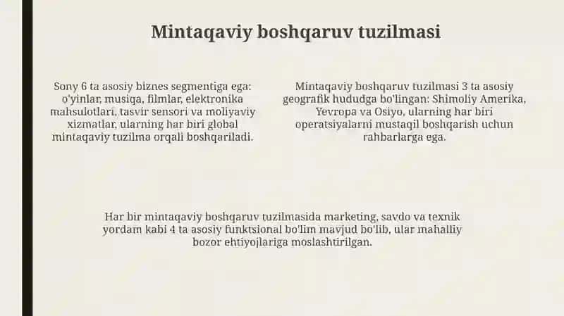 Sony kompaniyasini boshqaruv strukturasi 4