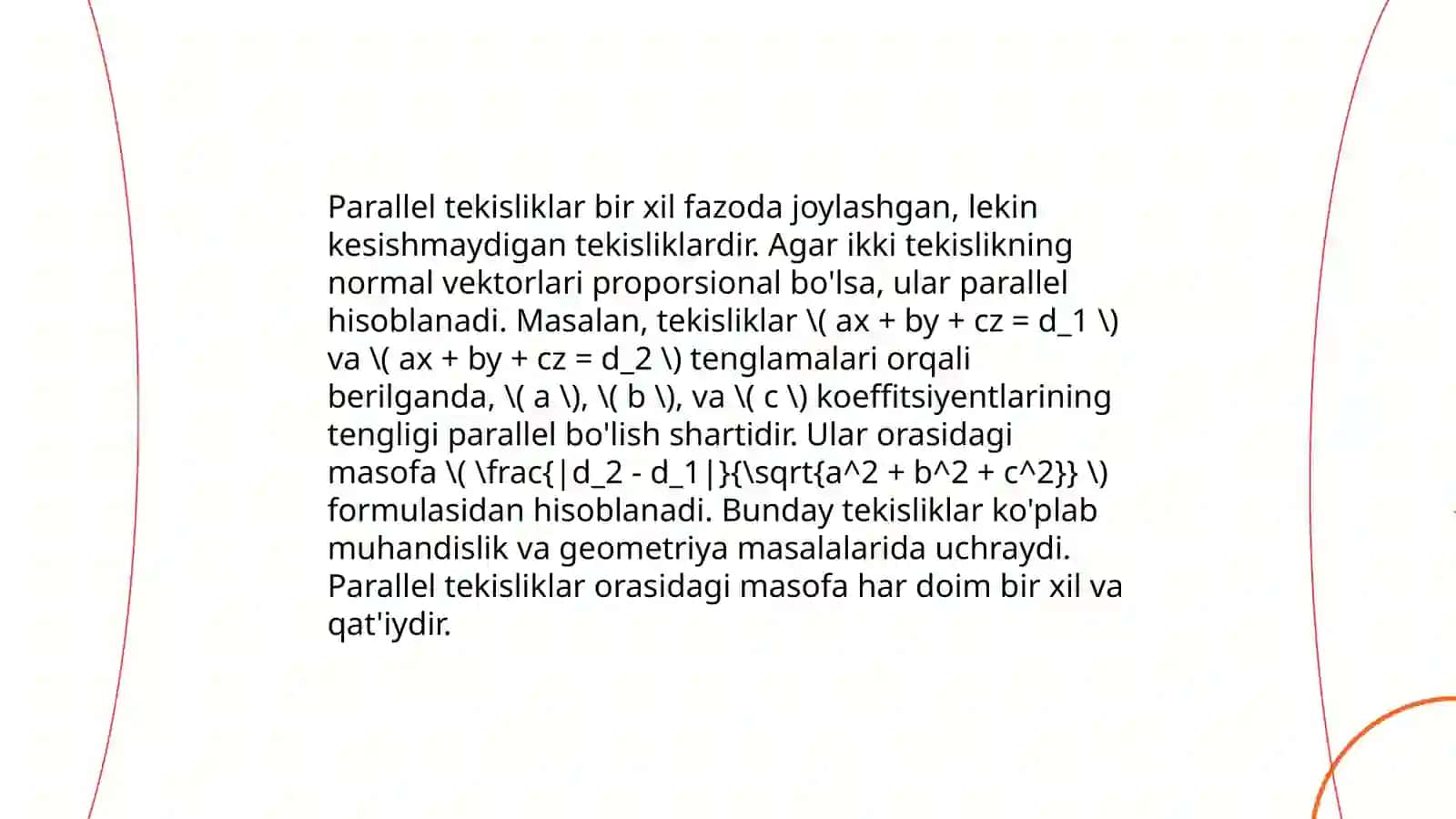 Ikki tekislikning o’zaro holati 4