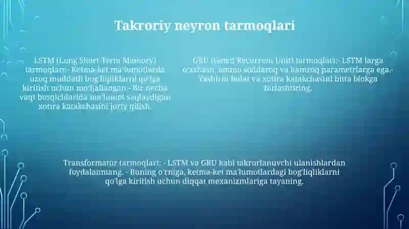 KoʻP Qatlamli Neyron ToʻRlarining Turli Sxemalari 4