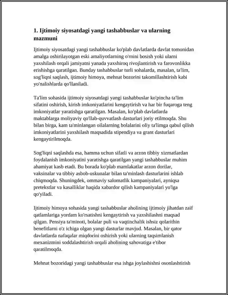O'ZBEKISTONDA IJTIMOIY SOHADA AMALGA OSHIRILAYOTGAN O'ZGARISHLAR MAZMUN VA MOHIYATI 4
