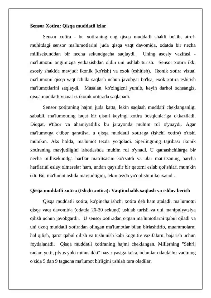 Xotira turlari va uning jarayonlari 4