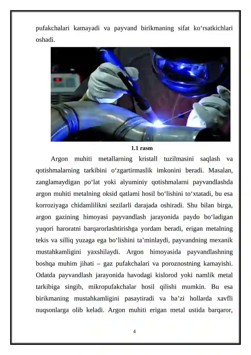 Argon muhiti himoyasi ostida payvandlash usuli 4