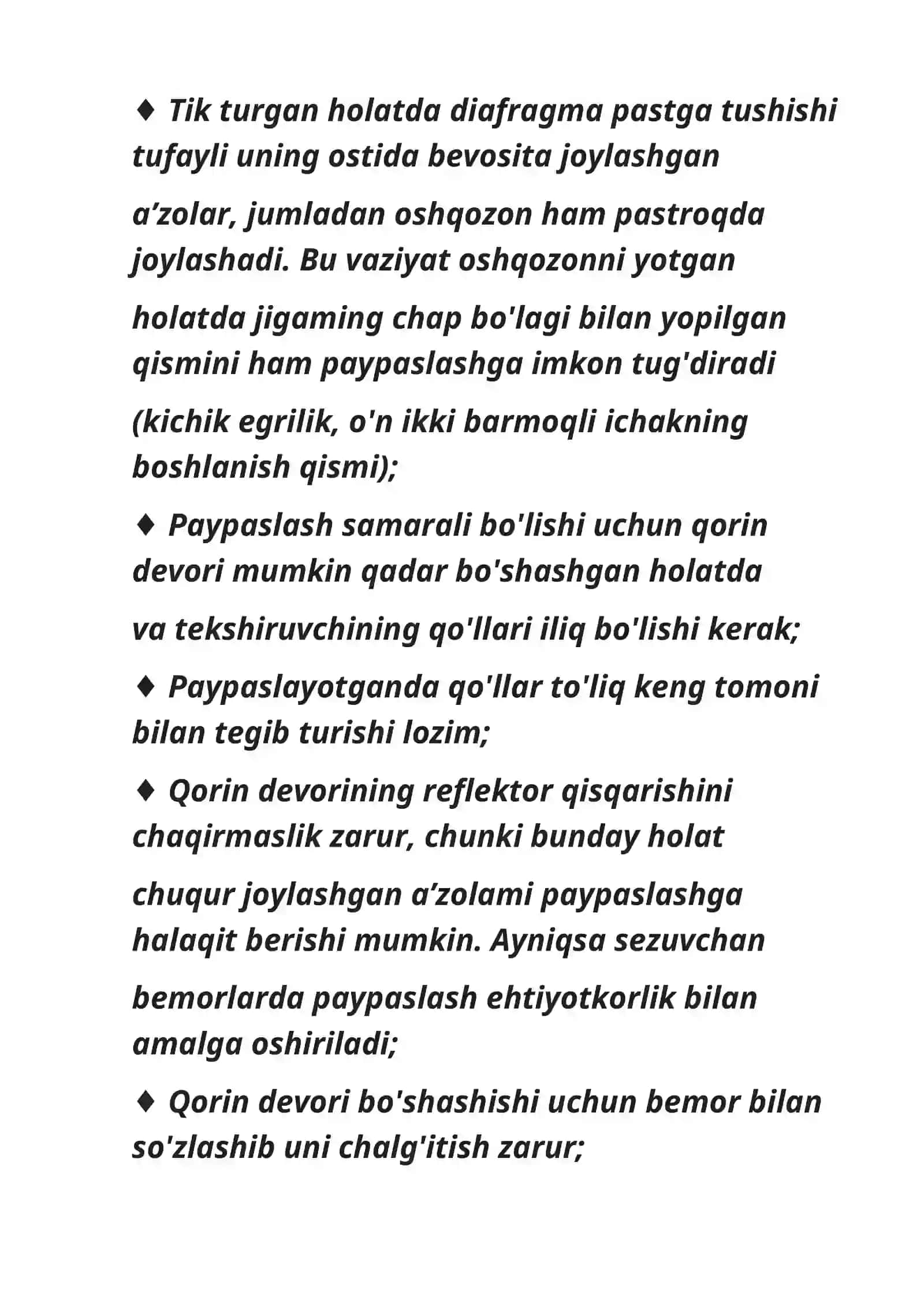 Amaliy ko’nikmalarni topshirish: qorinning yuza palpatsiyasi 4