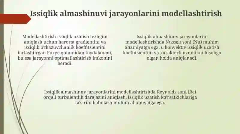 Issiqlik almashinuvi jarayonlarini sintez qilish 4