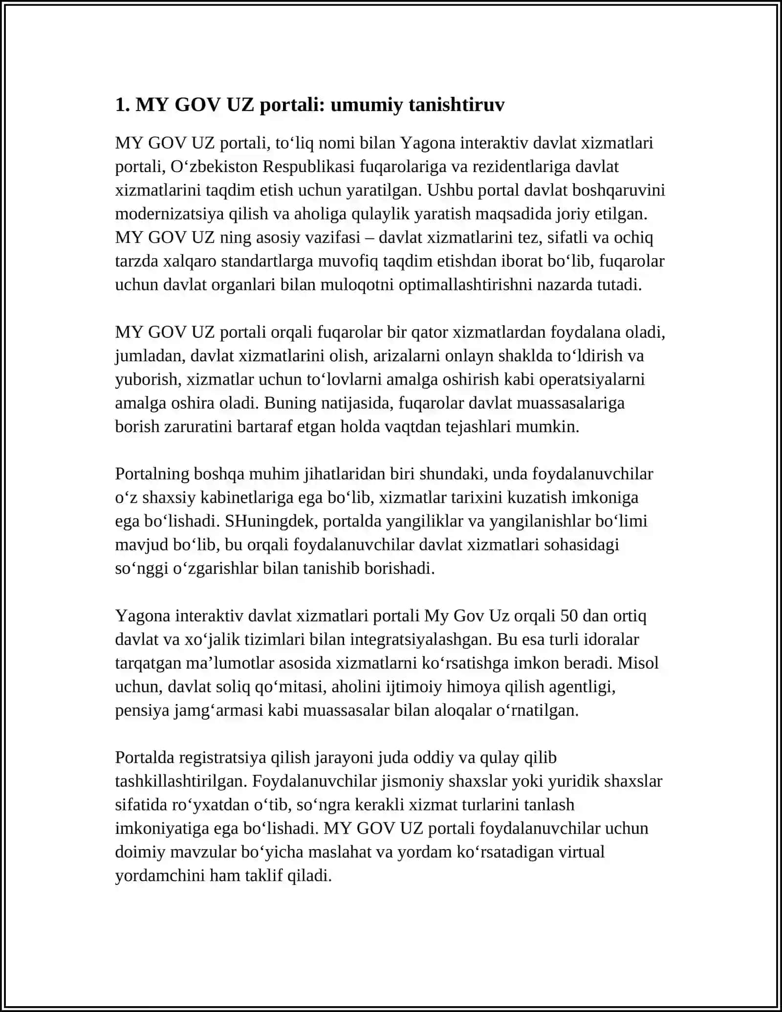 MY GOV UZ ( YAGONA INTERAKTIV DAVLAT XIZMATLARI PORTALI) 4