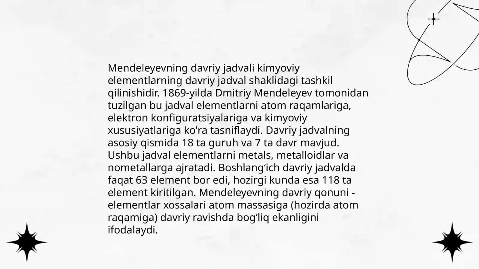 Atomlarning davriy va davriy boʻlmagan xossalari 4