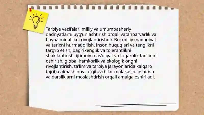 Vatanparvarlik va baynalminallik tarbiyasining maqsadlari 4