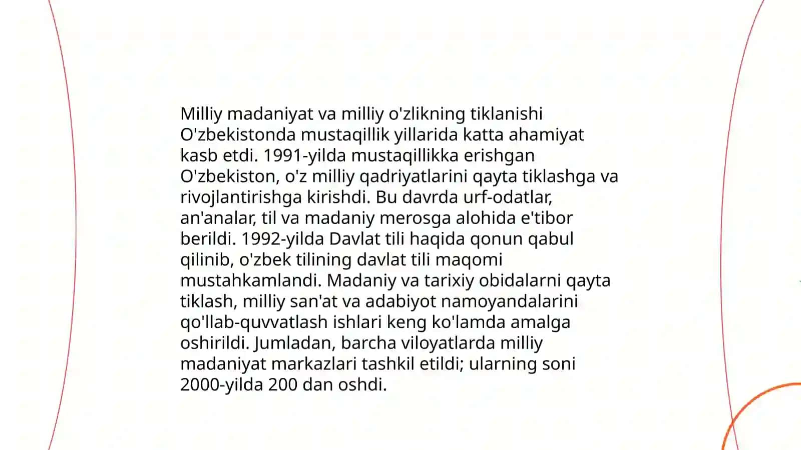 Mustaqillik yillarida O'zbekistonning ma'naviy va madaniy taraqqiyoti 4