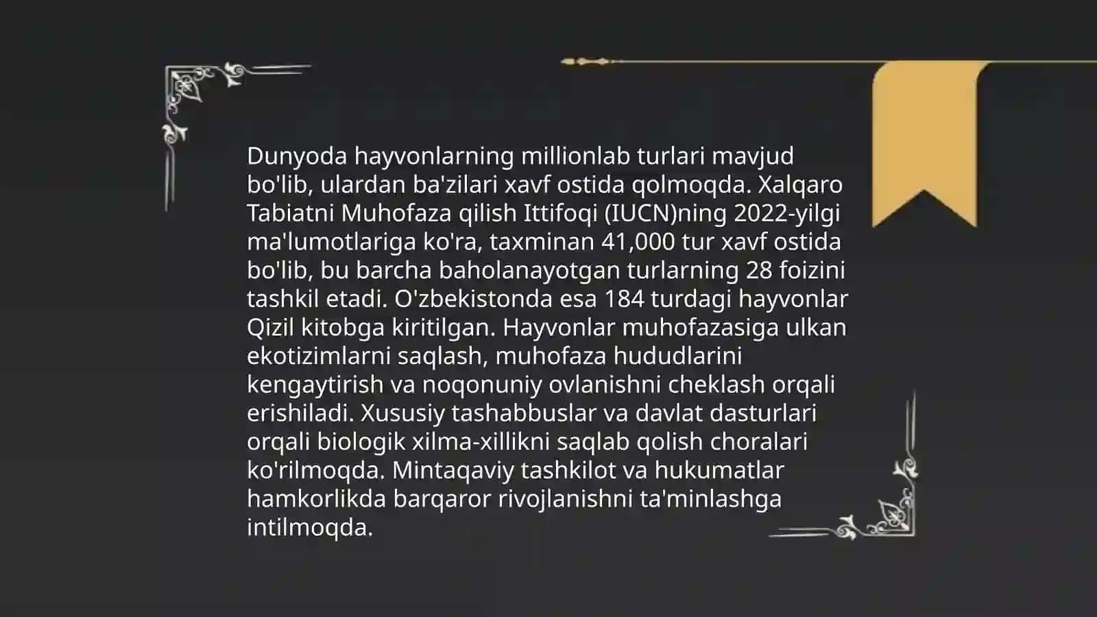 O'zbekiston Qizil kitobiga kiritilgan hayvonlar turlarini oʻrganish 4