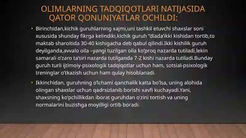 Kichik va kattaguruhlar psixologiyasi 4