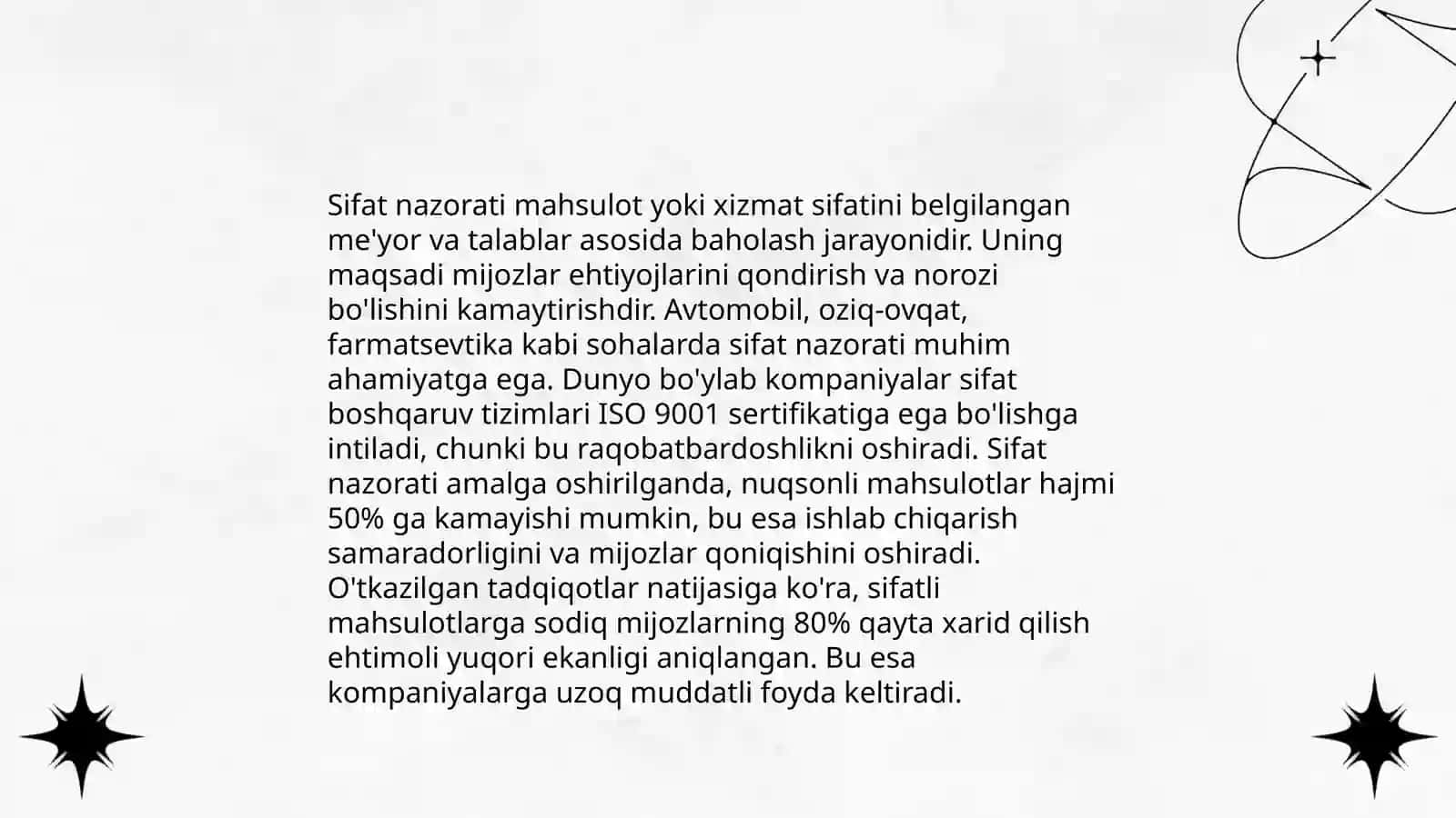 Mahsulot sifatini nazorat qilish usullarini oʻrganish 4