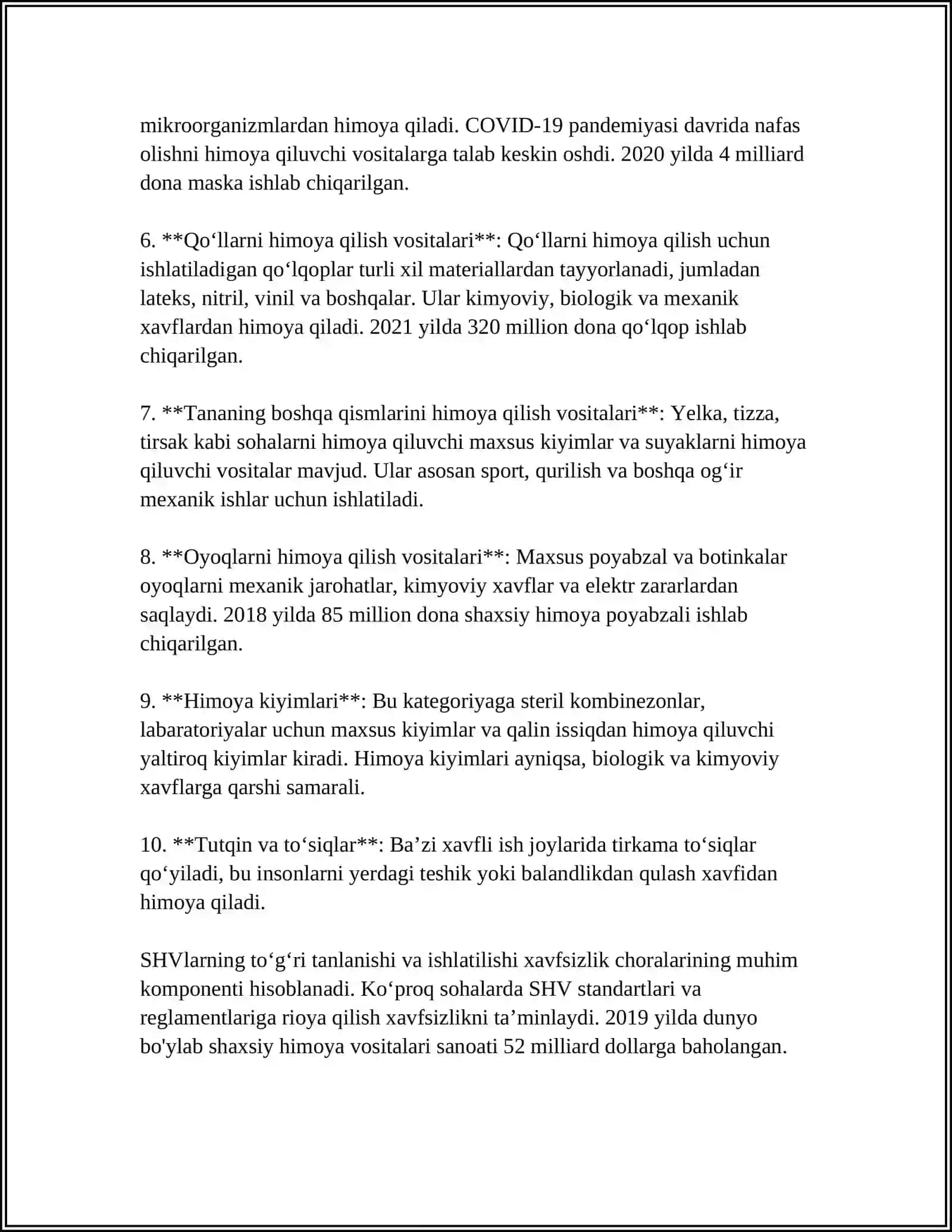 MUSTAQIL ISH Mavzu: SHAXSIY HIMOYA VOSITALARI 4