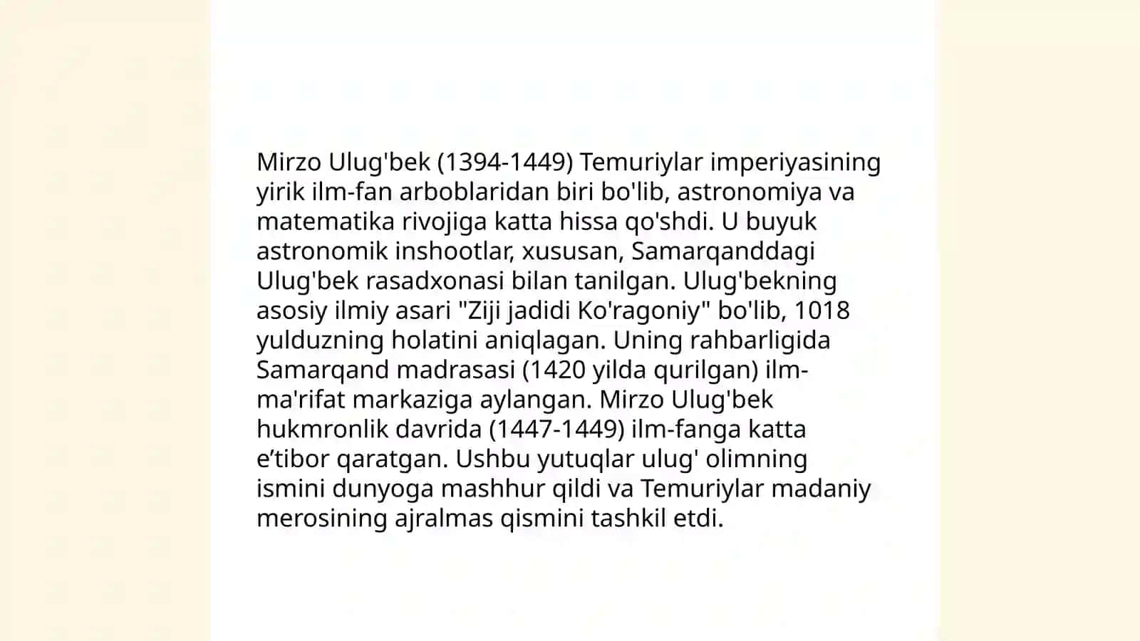 Mirzo Ulug'bek – davlat arbobi va buyuk olim 4