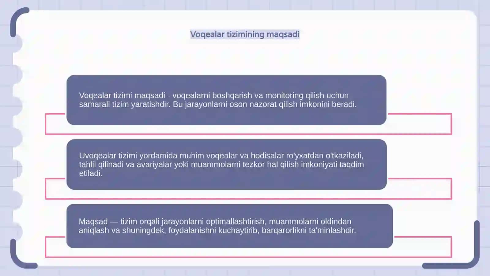 Voqealar tizimi 4