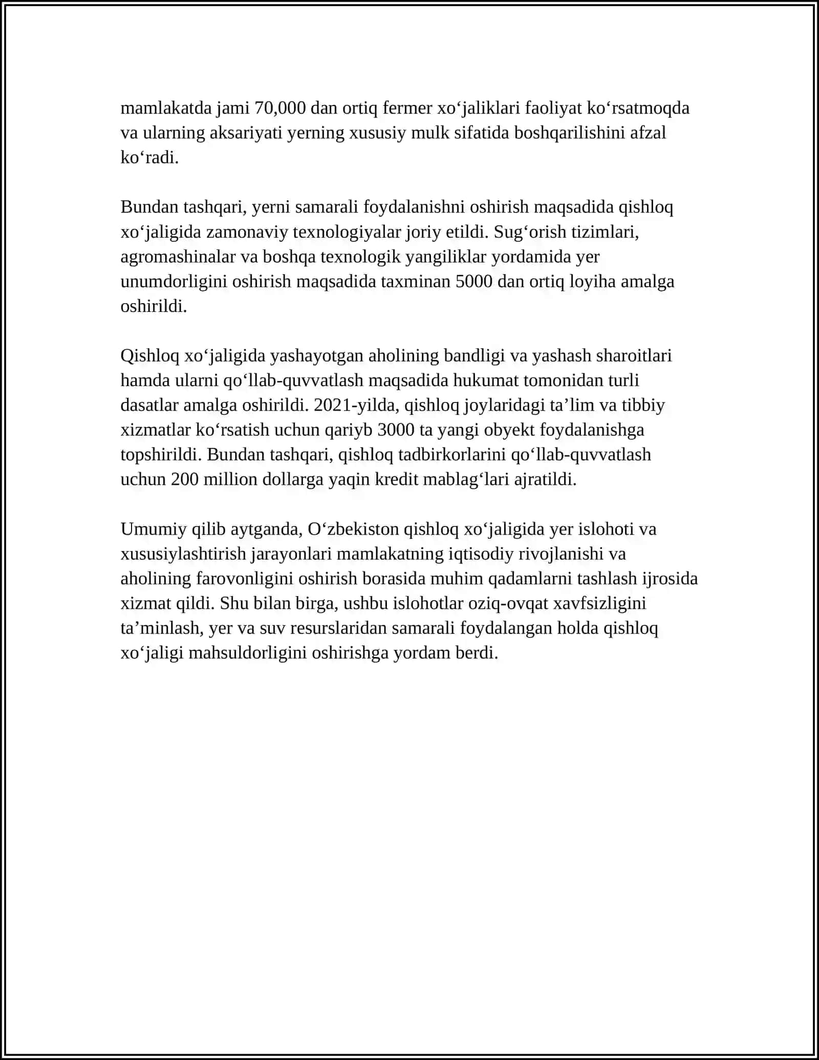 MUSTAQILLIK YILLARIDA QISHLOQ XO'JALIGI VA SANOAT SOHASIDA O'ZGARISHLAR 4