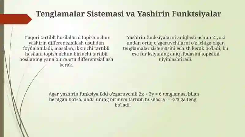 Yashirin Funktsiyaning Hosilasi 4