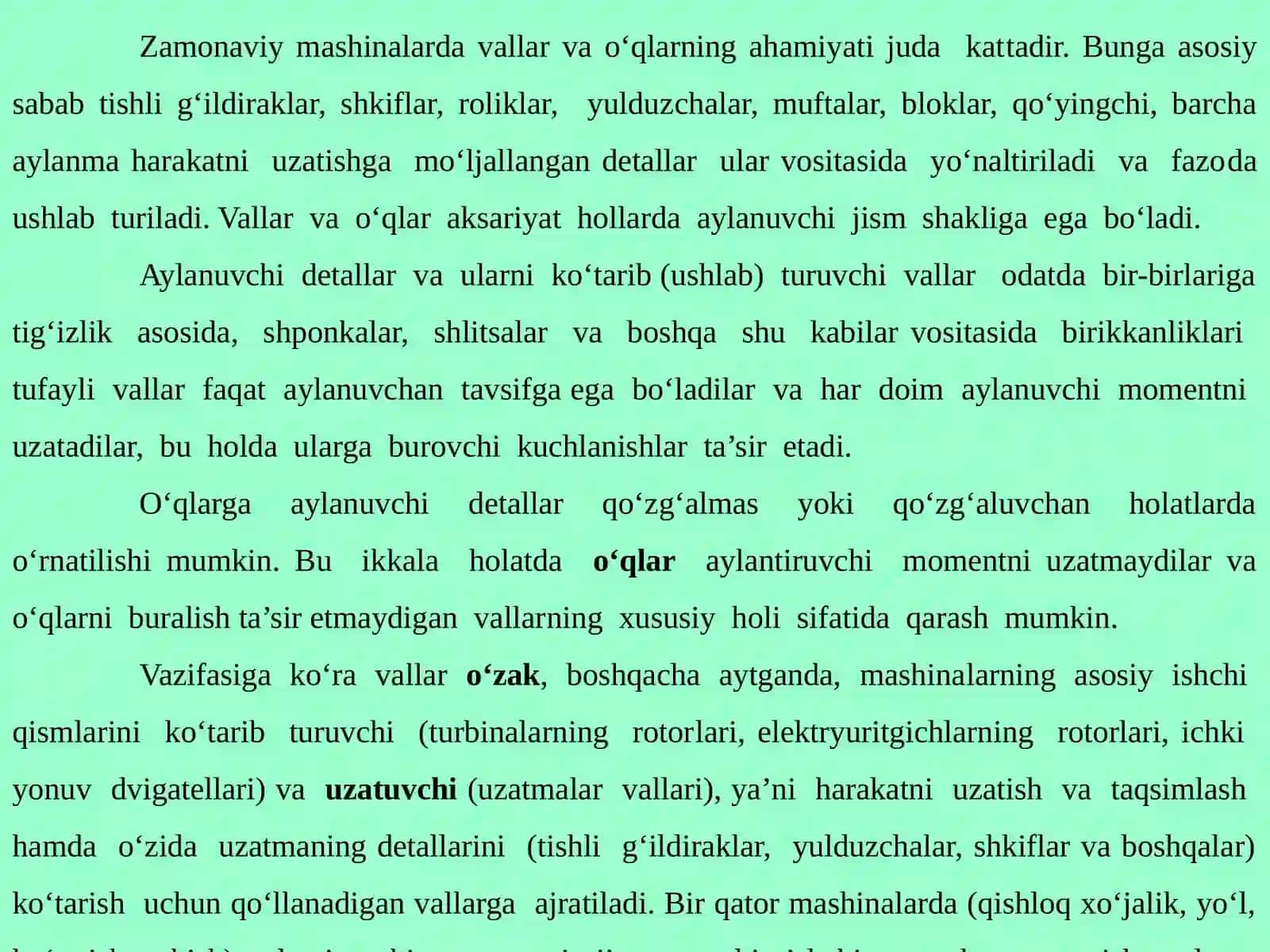 Vallar va o’qlar haqida umumiy ma’lumot 4